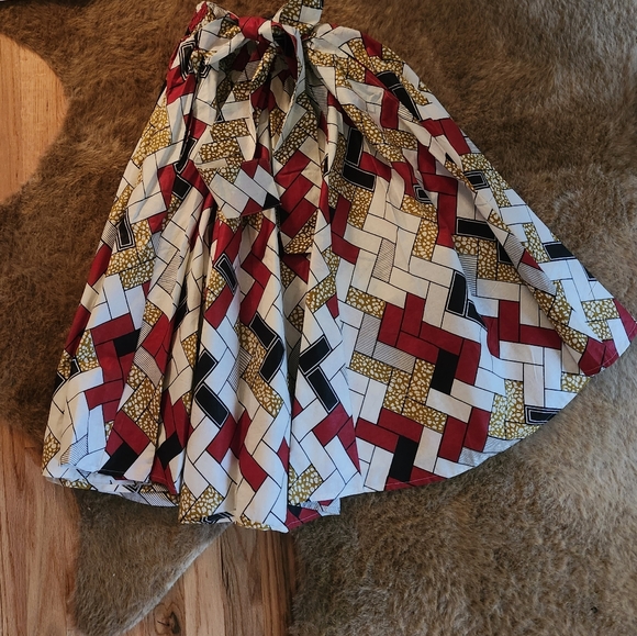 African Geometric print Skirt With BELT And SCARF! - Picture 2 of 7